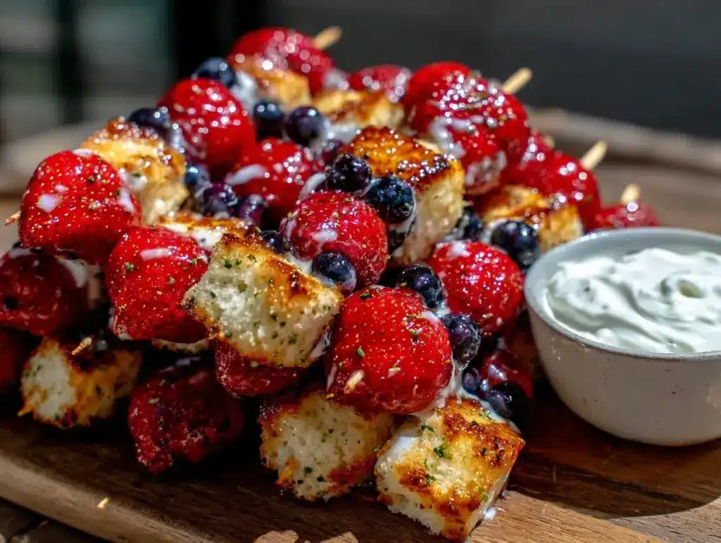 strawberry blueberry shortcake skewers - featured image