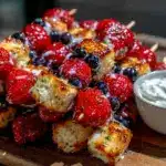strawberry blueberry shortcake skewers - featured image