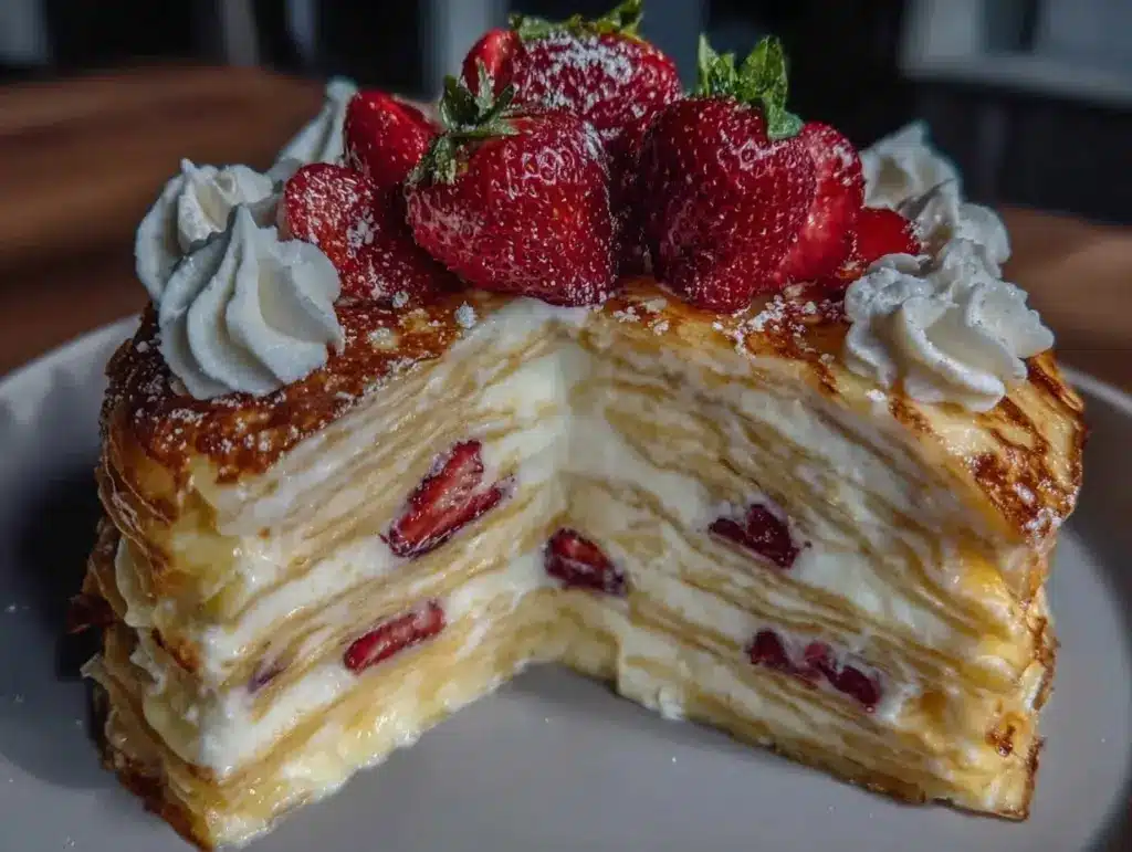 strawberry crepe cake - featured image