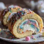 tie-dye swirl funfetti cake roll - featured image