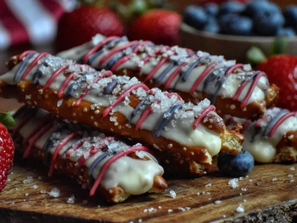 white chocolate dipped pretzel rods - featured image