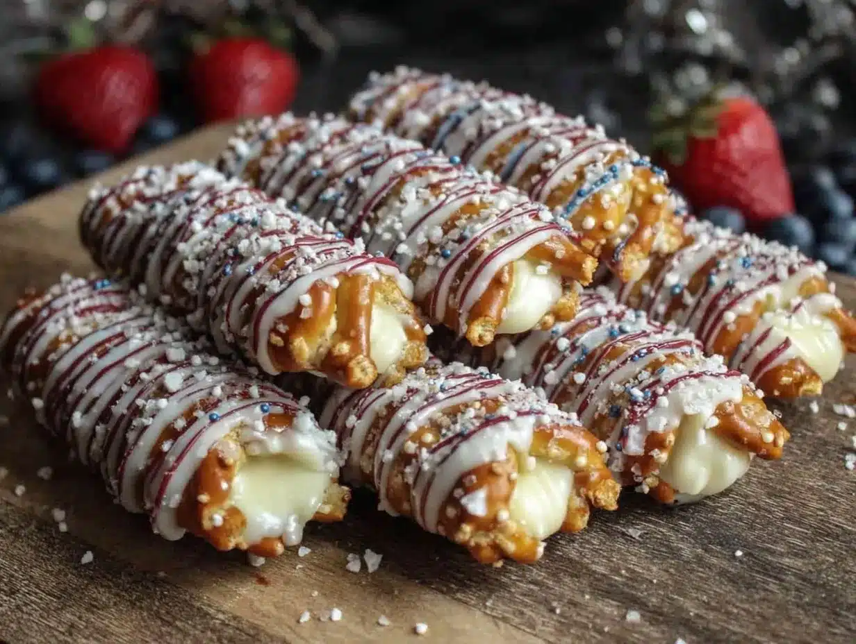white chocolate dipped pretzel rods preparation steps