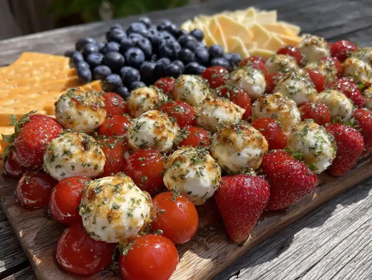 american flag cheese board preparation steps
