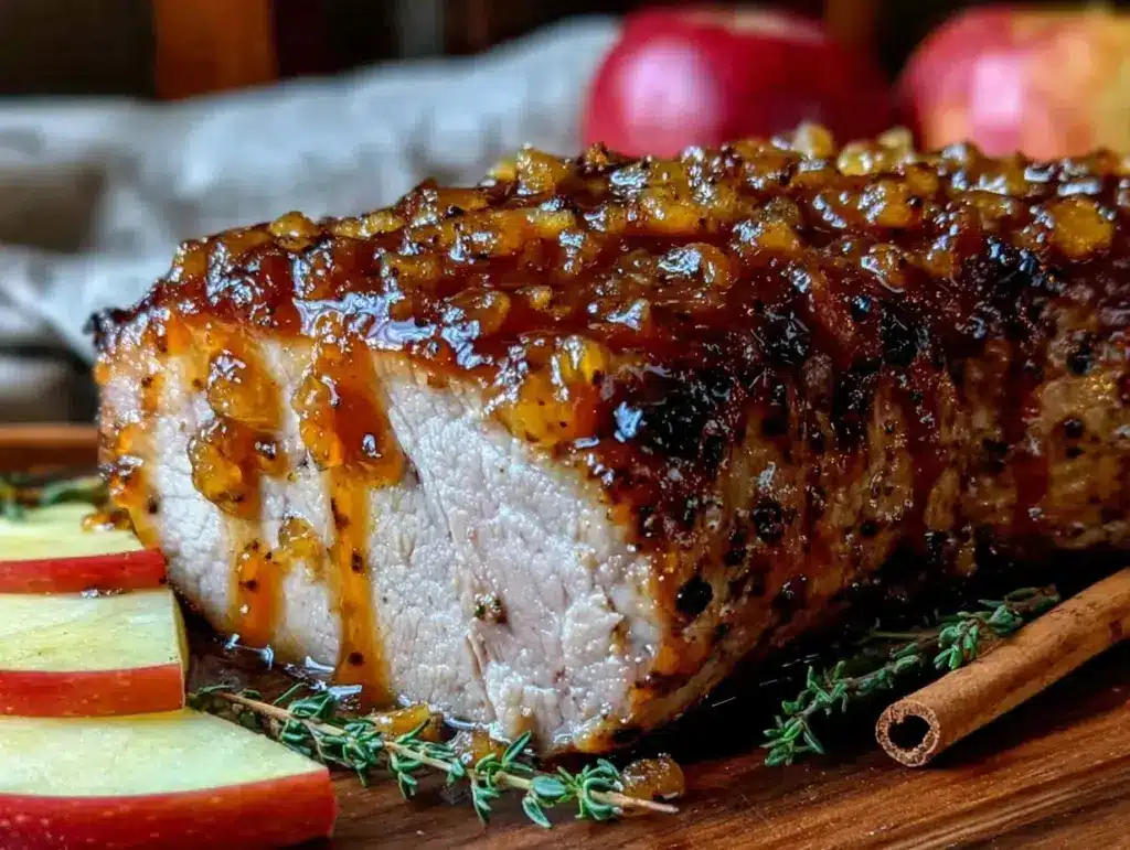 apple cider glazed pork tenderloin slow cooker - featured image
