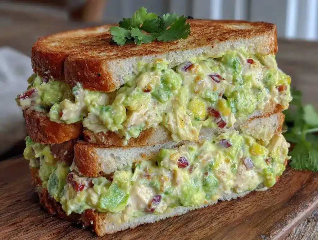 avocado chicken salad sandwich - featured image