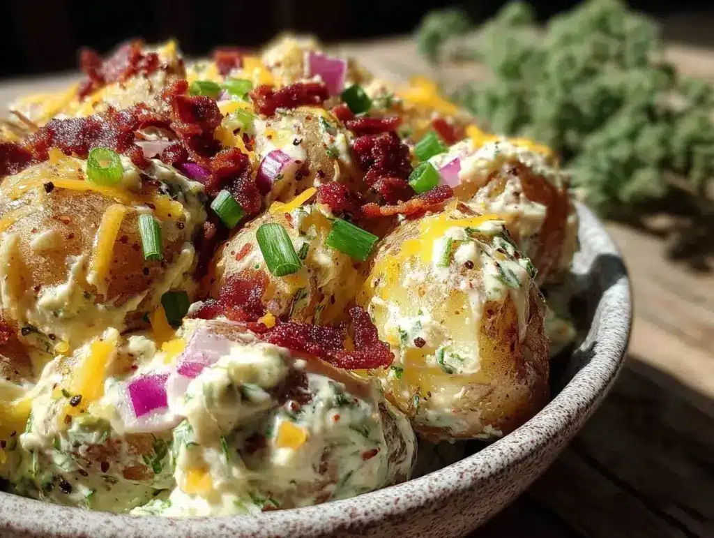 bacon ranch potato salad no mayo - featured image