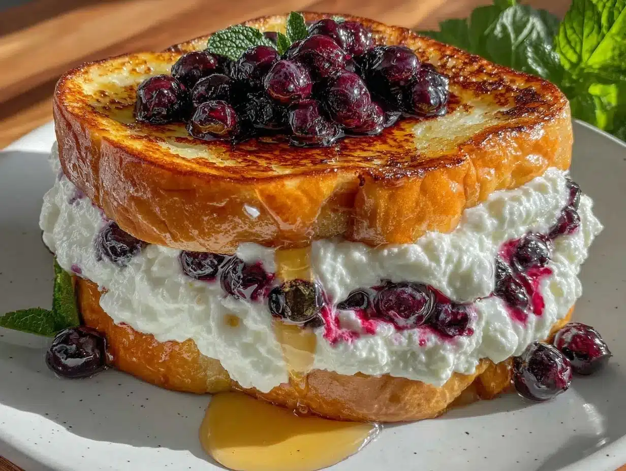 blueberry cream cheese stuffed french toast preparation steps