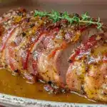 bourbon-glazed bacon-wrapped pork tenderloin - featured image