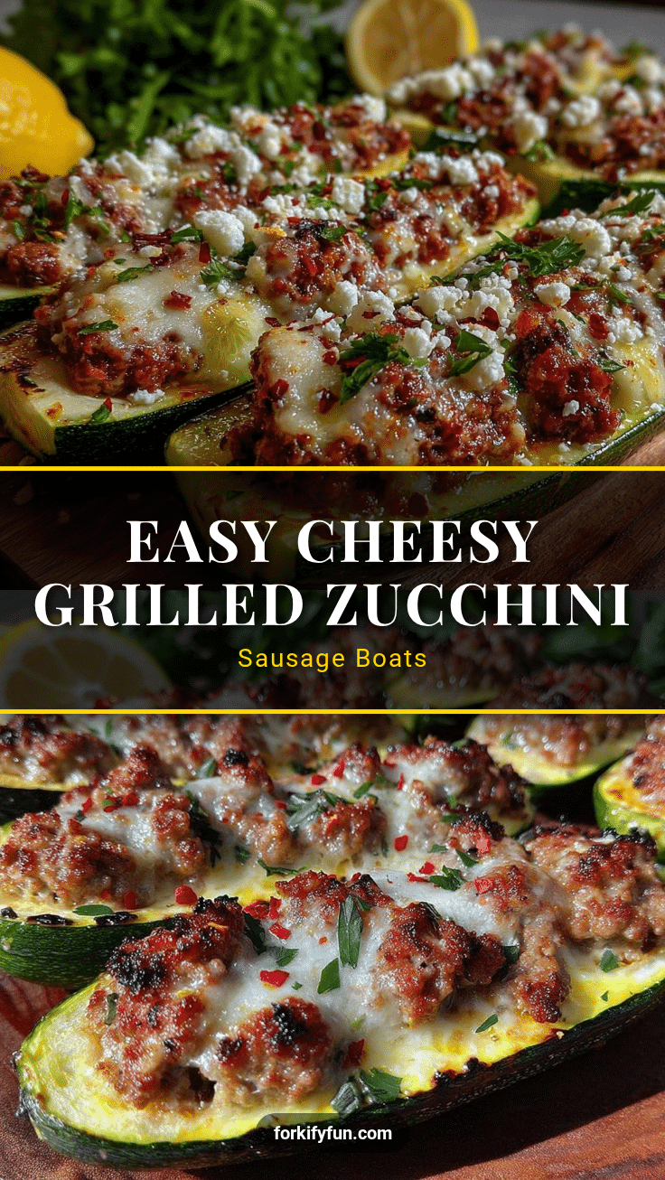 cheesy grilled zucchini boats stuffed with italian sausage recipe