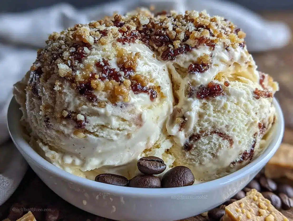coffee toffee crunch no-churn ice cream preparation steps