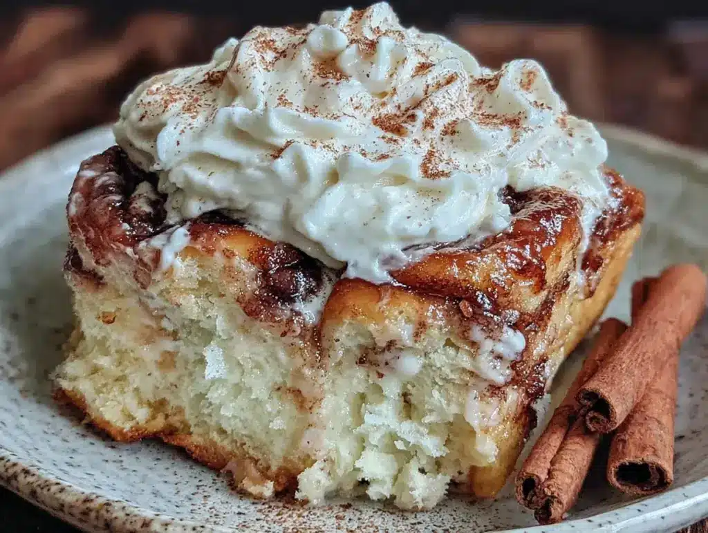 cozy cinnamon roll cake - featured image
