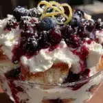 creamy blueberry lemon trifle - featured image