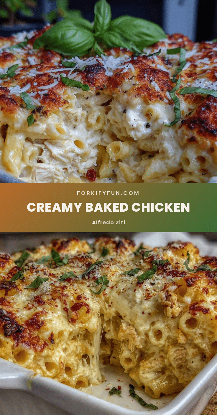 creamy chicken alfredo baked ziti recipe