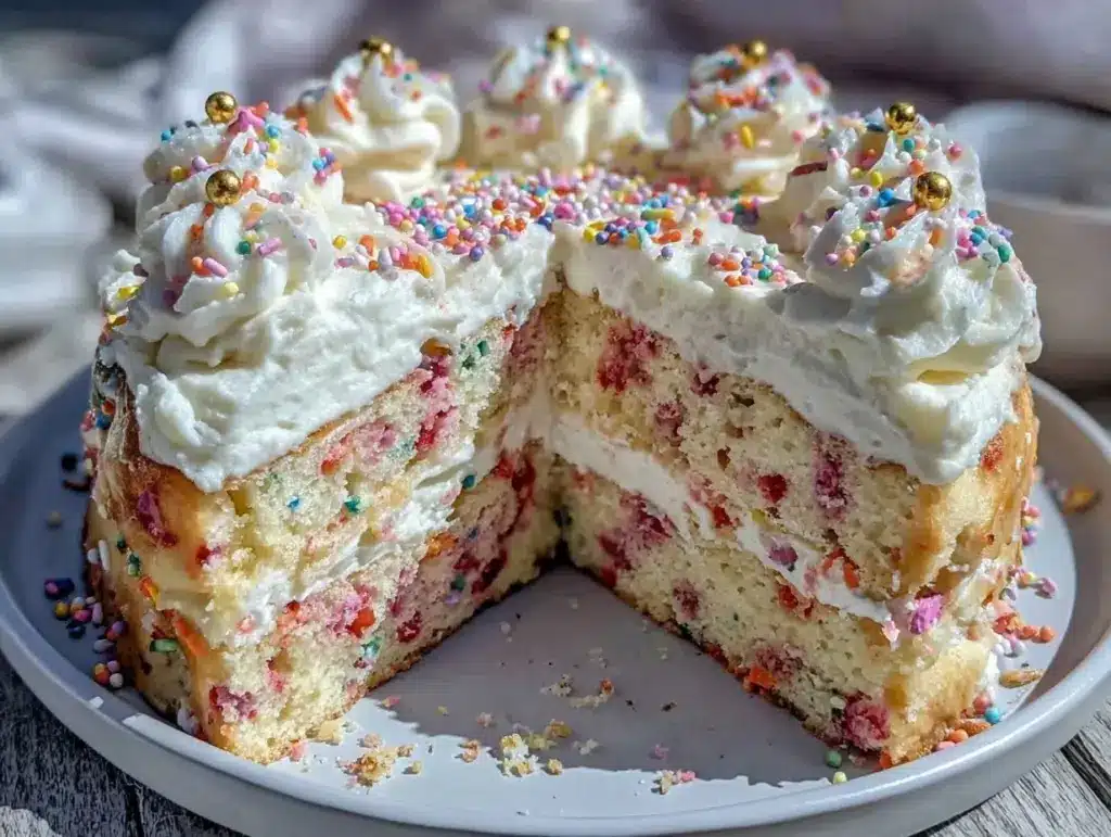 creamy funfetti birthday cake - featured image
