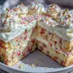 creamy funfetti birthday cake - featured image