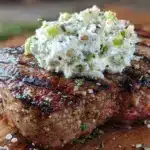creamy garlic scape compound butter - featured image