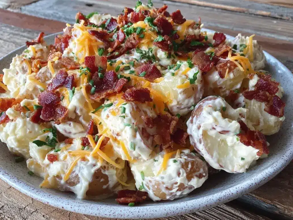 creamy loaded potato salad - featured image