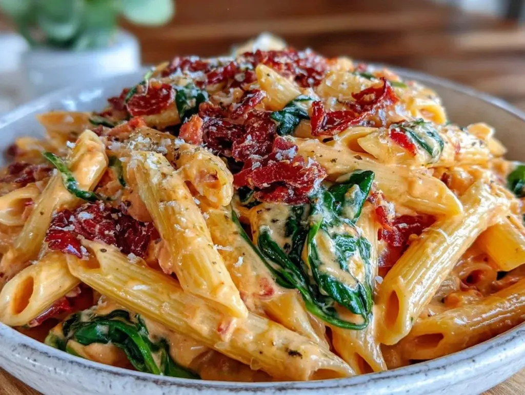 creamy sun-dried tomato penne - featured image