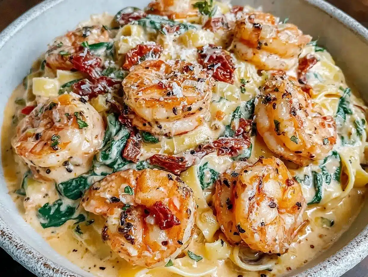 creamy tuscan shrimp pasta preparation steps