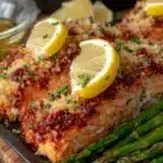 crispy baked lemon herb salmon - featured image