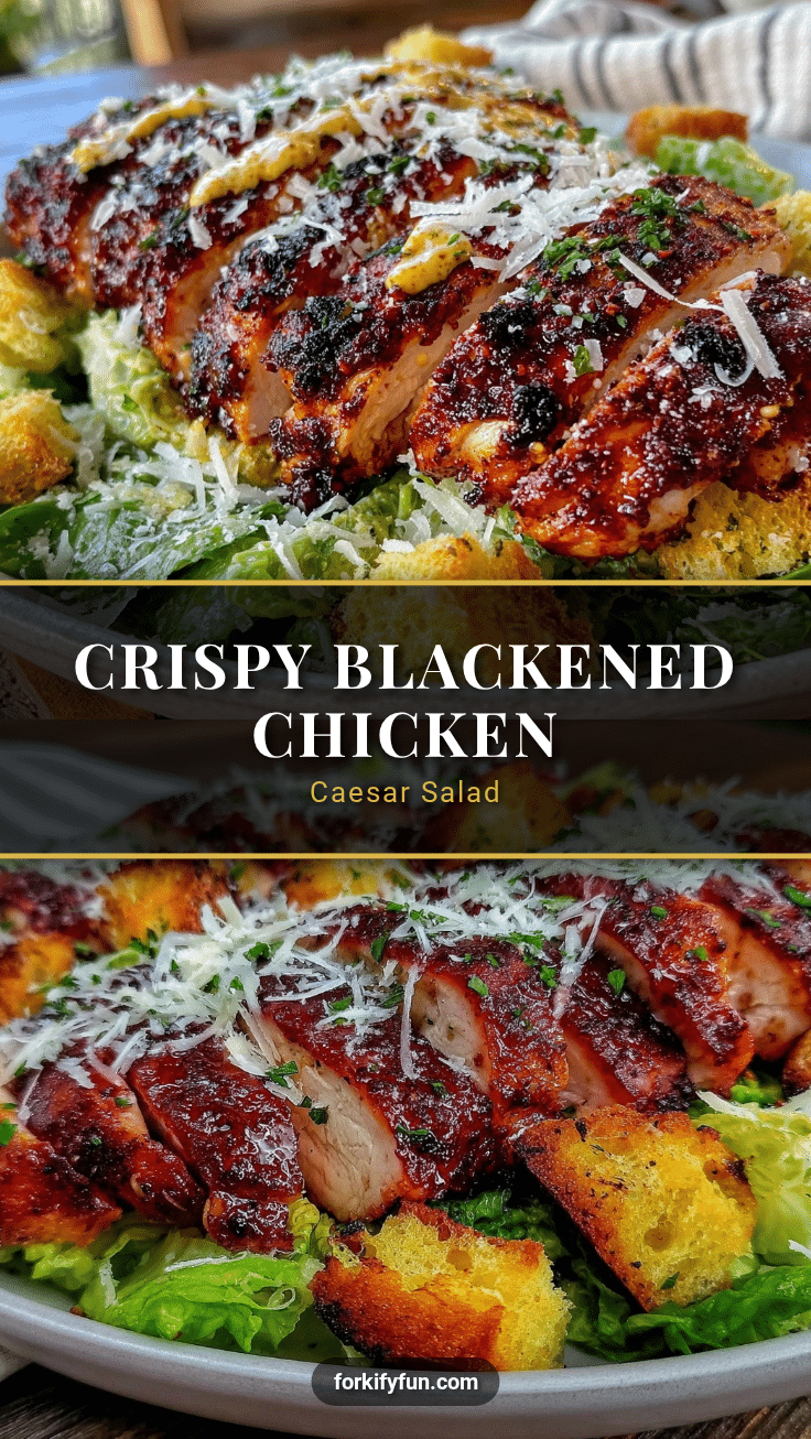 Crispy Blackened Chicken Caesar Salad recipe