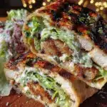 crispy grilled lemon-herb chicken caesar wrap - featured image
