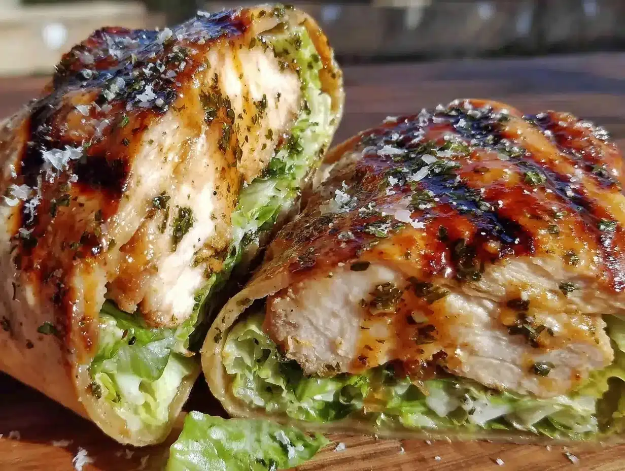 crispy grilled lemon-herb chicken caesar wrap preparation steps