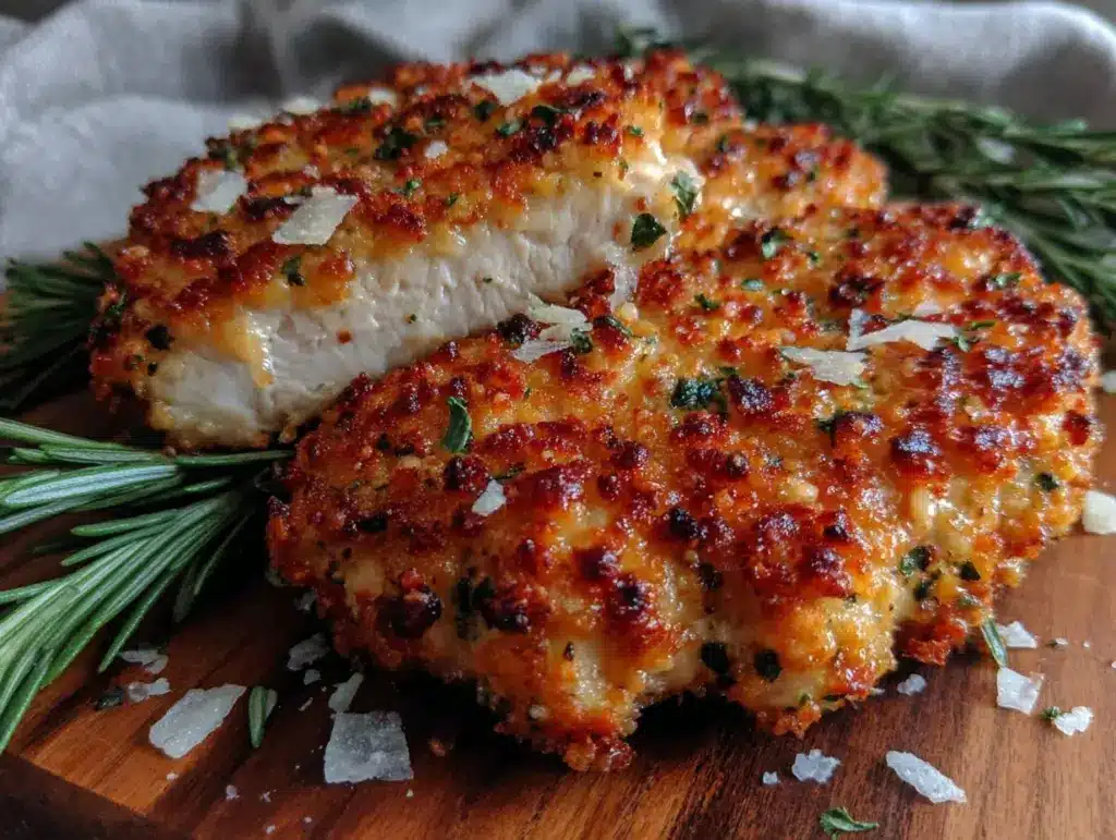 crispy parmesan crusted chicken breast - featured image