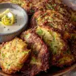 crispy zucchini fritters - featured image