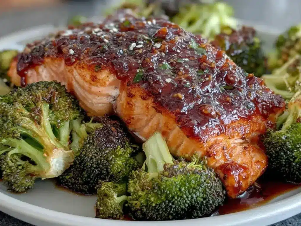 easy crispy sheet pan teriyaki salmon - featured image