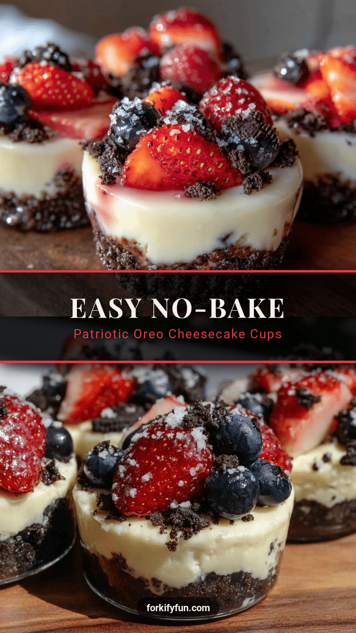 Easy No-Bake Patriotic Oreo Cheesecake Cups recipe