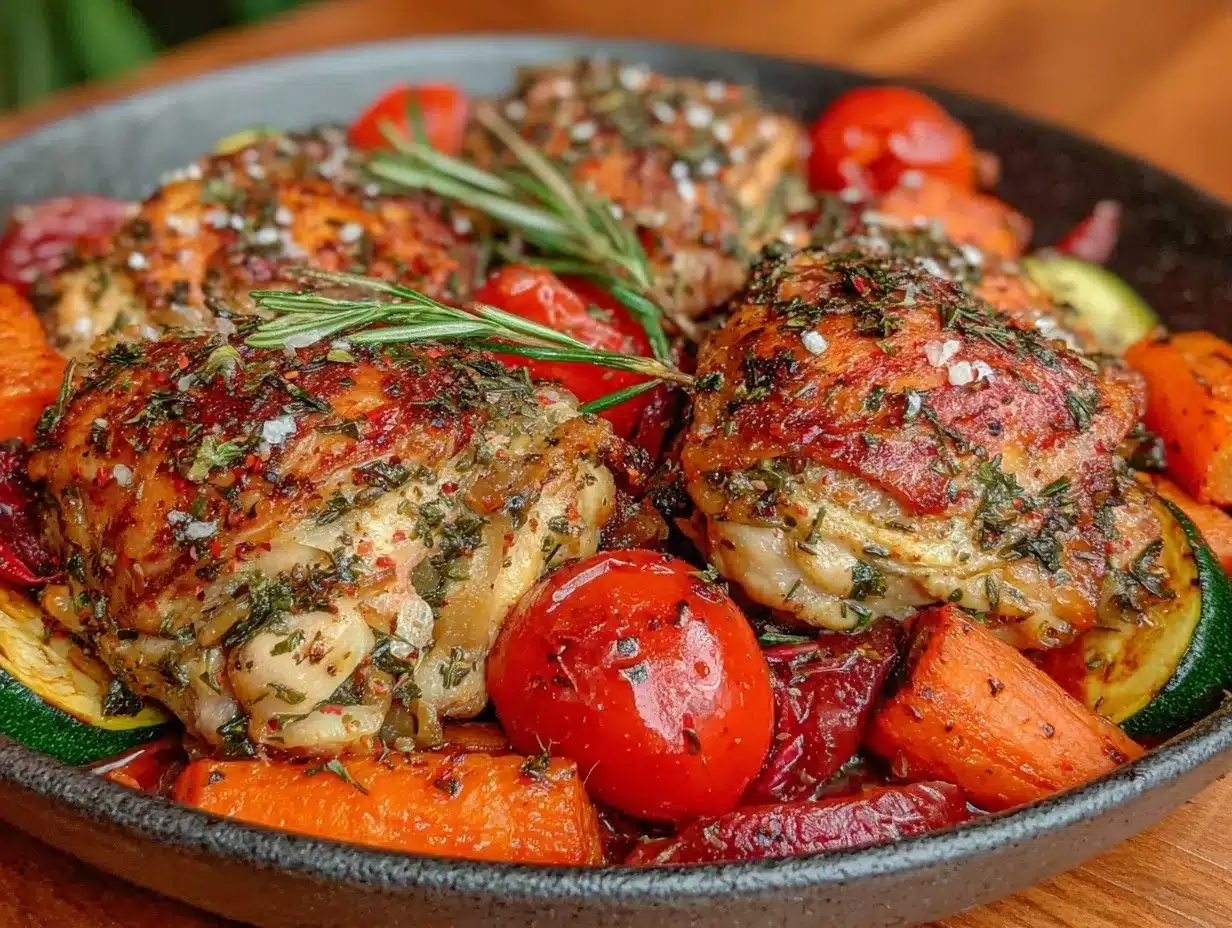 easy one-pan mediterranean chicken and vegetables dinner preparation steps