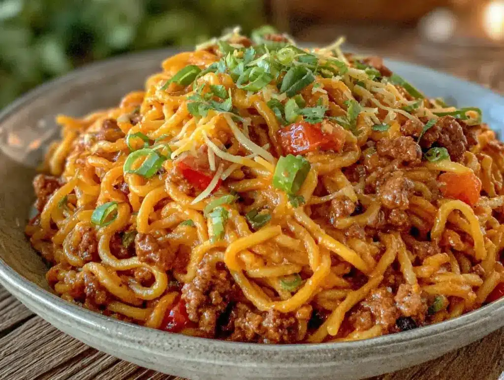 easy one-pot cheesy taco pasta recipe - featured image