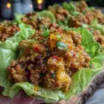 easy spicy ground turkey lettuce wraps - featured image