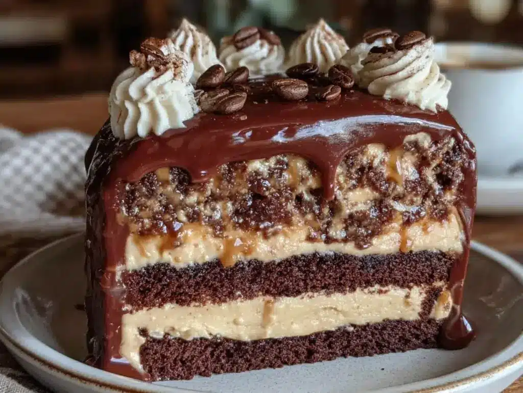 espresso chocolate layer cake - featured image