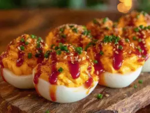 firecracker deviled eggs - featured image