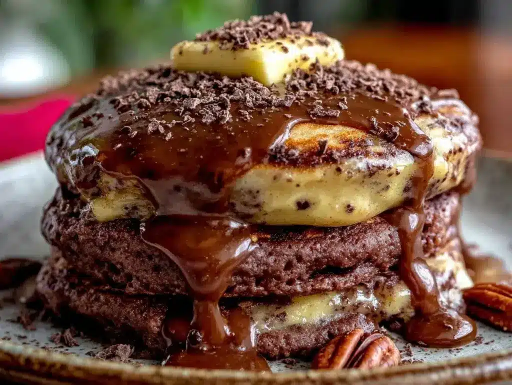 fluffy chocolate stout pancakes - featured image