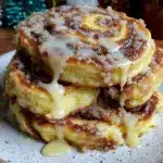 fluffy cinnamon roll pancakes - featured image