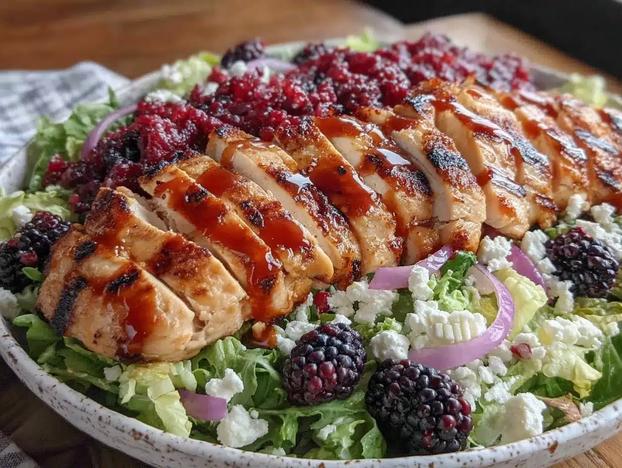 fresh blackberry balsamic grilled chicken salad preparation steps