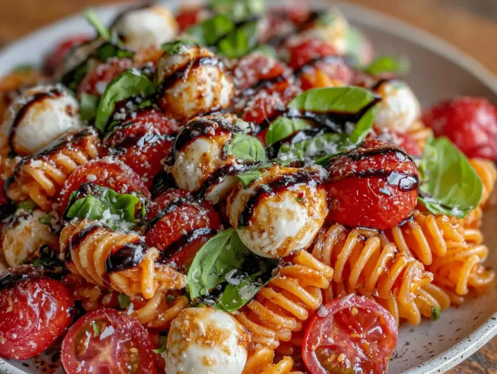 fresh caprese pasta salad - featured image