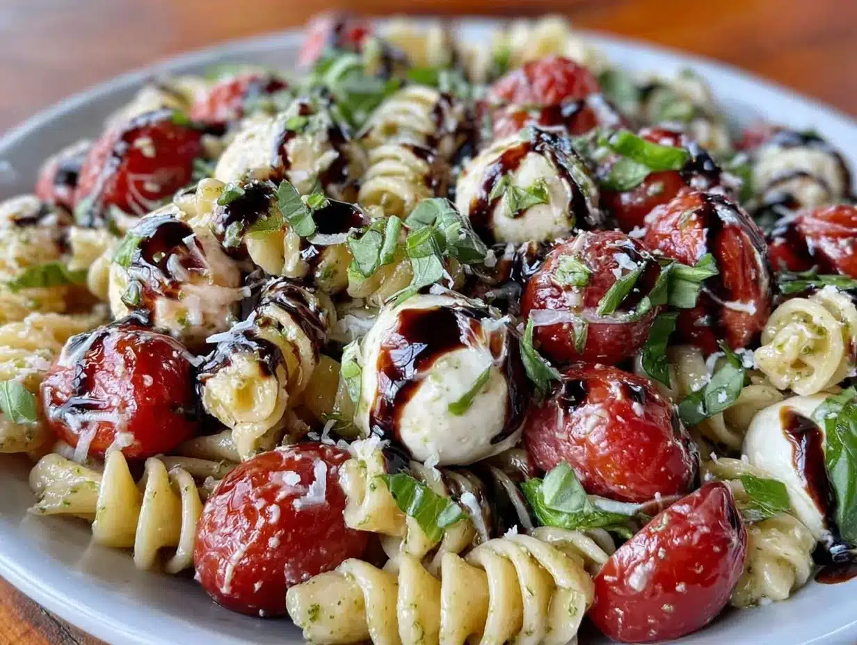 fresh caprese pasta salad preparation steps