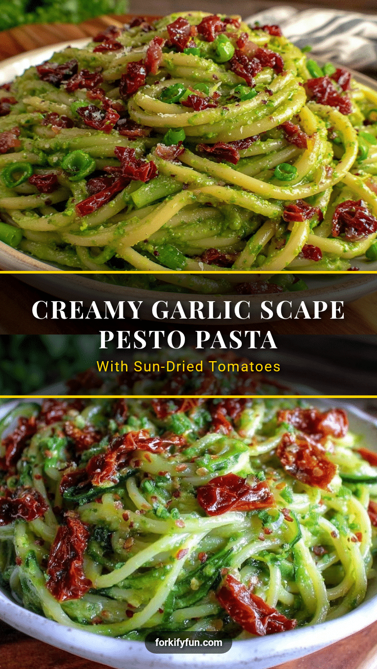 fresh garlic scape pesto pasta recipe