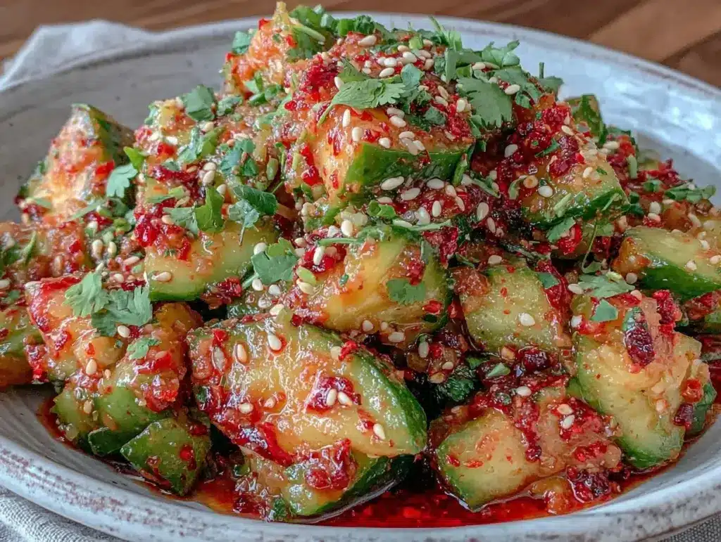 fresh gochugaru smashed cucumber salad - featured image