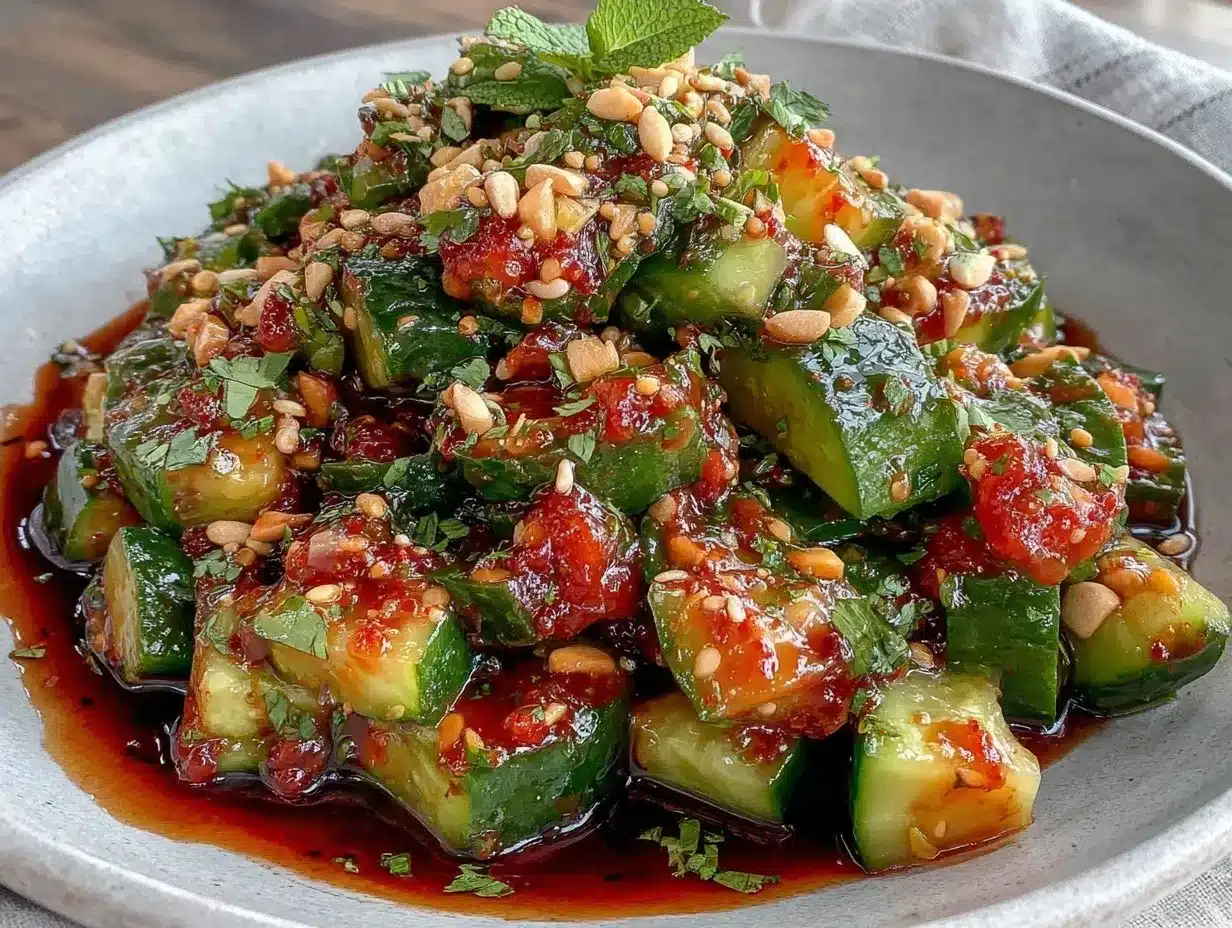 fresh gochugaru smashed cucumber salad preparation steps