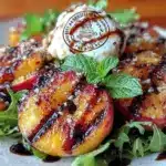 fresh grilled peach and burrata salad - featured image