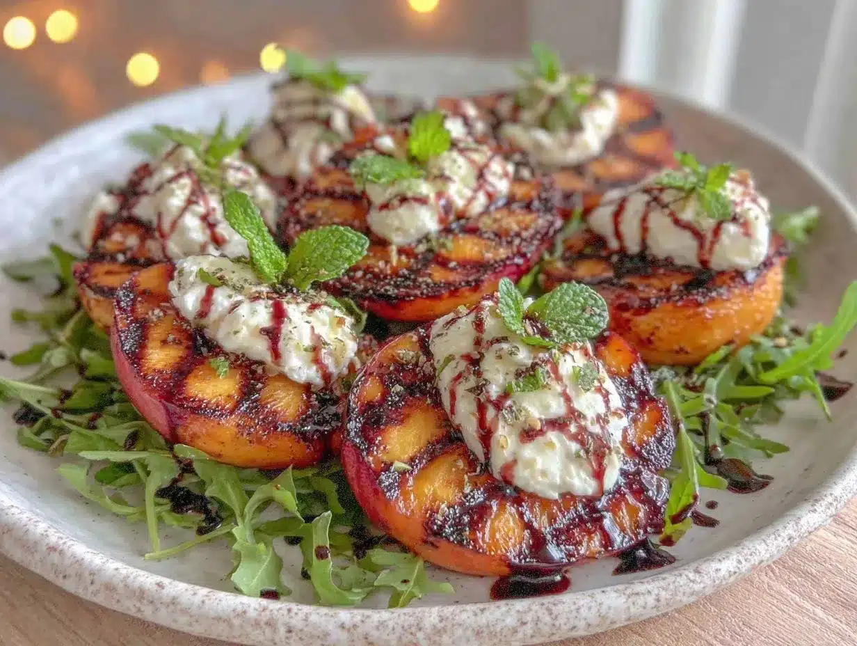 fresh grilled peach and burrata salad preparation steps