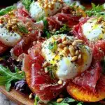 fresh grilled peach burrata salad - featured image