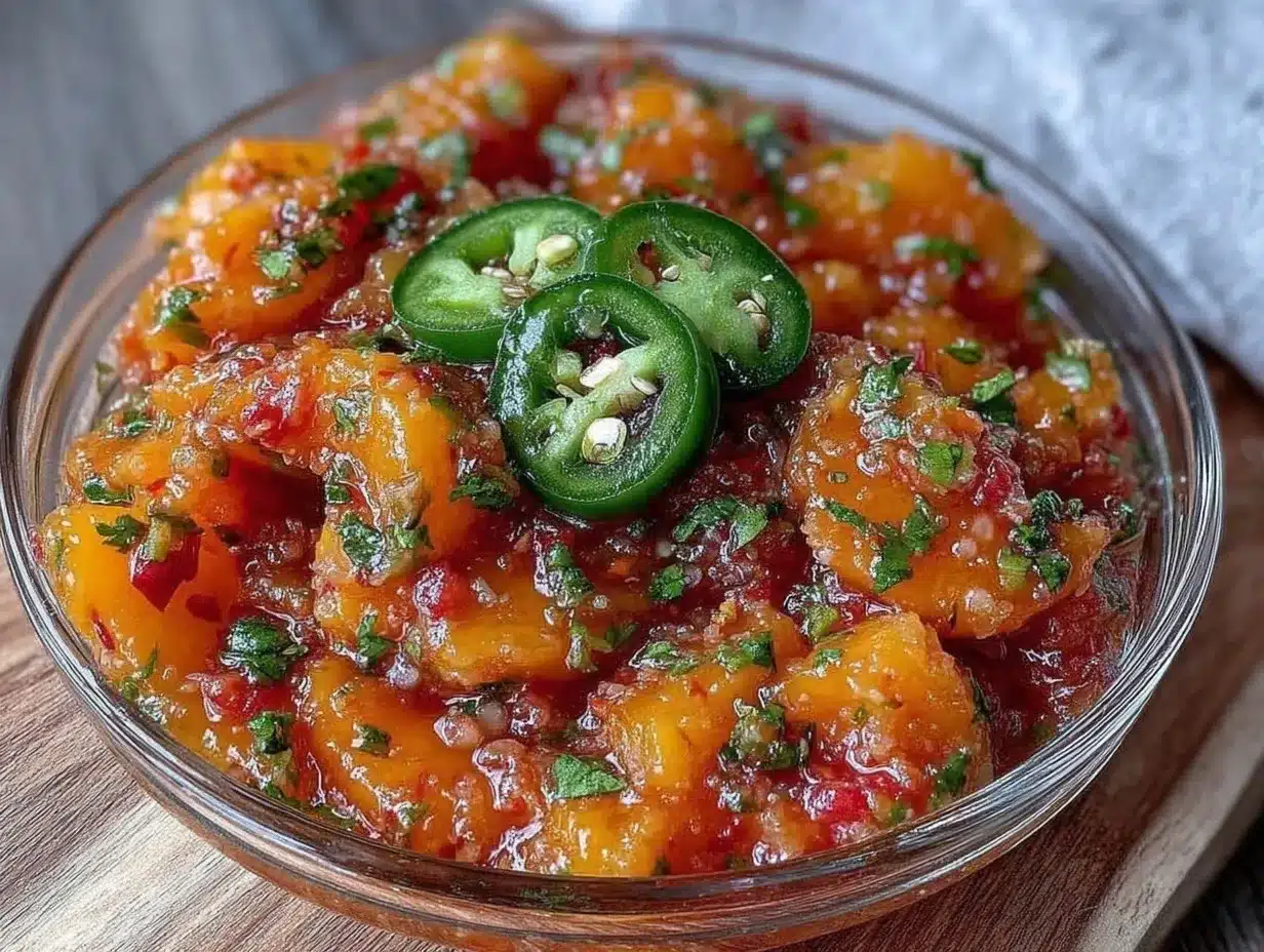 fresh healthy peach salsa preparation steps