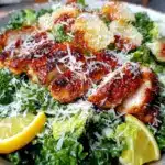 fresh kale and chicken caesar salad - featured image