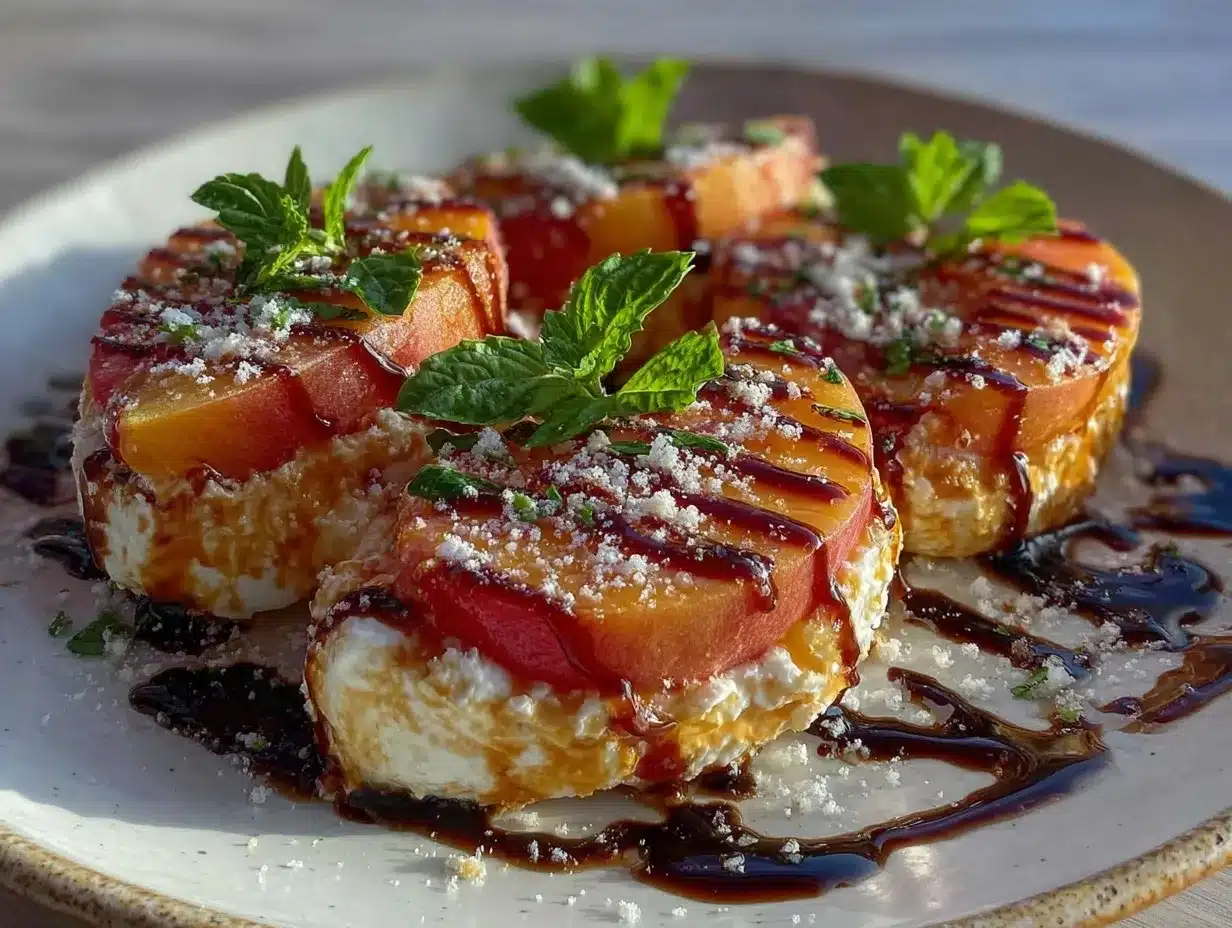 fresh peach and burrata salad preparation steps
